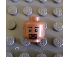 Minifigure, Head Male Eyebrows, White Pupils, Goatee and Grin Pattern - Blocked Open Stud