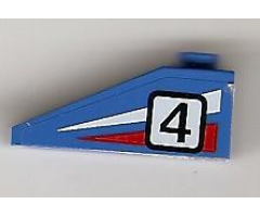 Slope 33 3 x 1 with Black Number 4 on Red and White Stripes Pattern Model Left (Sticker) - Set 6539