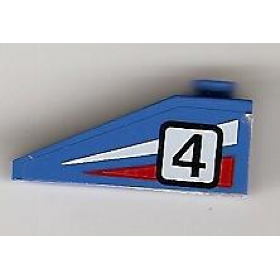 Slope 33 3 x 1 with Black Number 4 on Red and White Stripes Pattern Model Left (Sticker) - Set 6539