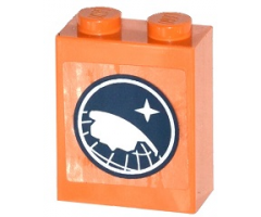 Brick 1 x 2 x 2 with Inside Stud Holder with Arctic Explorer Logo Pattern (Sticker) - Set 60036