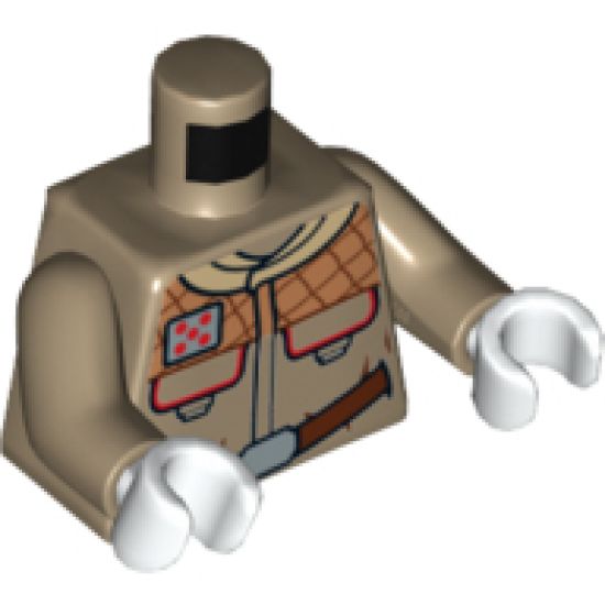 Torso SW Hoth Rebel Jacket with Pockets and Brown Belt Pattern / Dark Tan Arms / White Hands