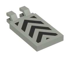 Tile, Modified 2 x 3 with 2 Clips Angled with Black and Yellow Danger Stripes Pattern