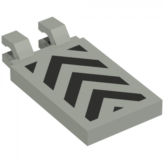 Tile, Modified 2 x 3 with 2 Clips Angled with Black and Yellow Danger Stripes Pattern