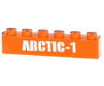 Brick 1 x 6 with White 'ARCTIC-1' Pattern (Sticker) - Set 60036