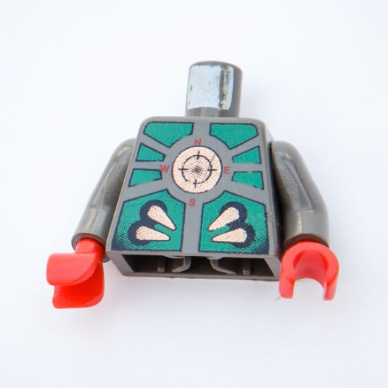 Torso Aquazone Stingray Dark Turquoise, Black, and Gold Pattern 2 / Dark Gray Arms / Red Hands