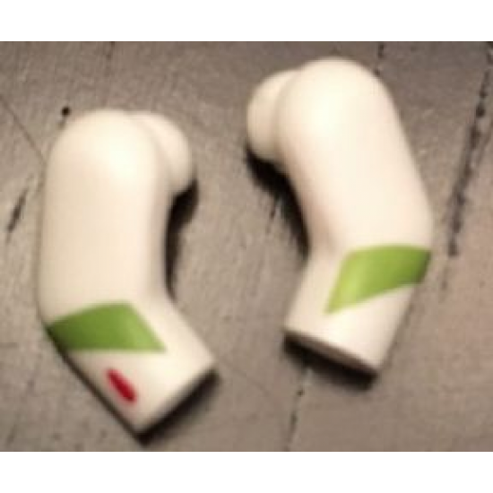 Arm, (Matching Left and Right) Pair with Lime Stripe and Red Mark on Right Pattern