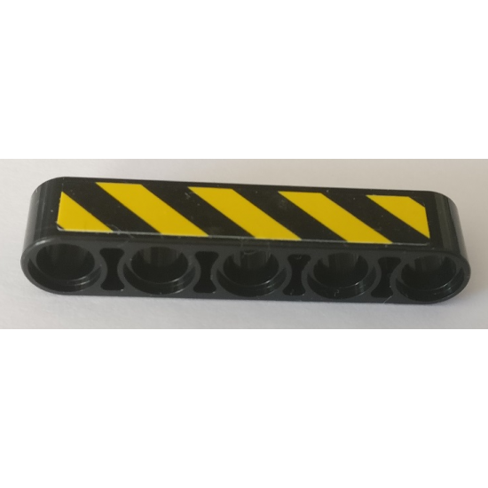 Technic, Liftarm 1 x 5 Thick with Black and Yellow Danger Stripes Pattern Model Left Side (Sticker) - Set 42082
