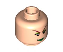Minifigure, Head Female with Green Lips and Red Eyebrows Pattern (Poison Ivy) - Blocked Open Stud