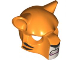 Minifigure, Headgear Mask Feline with Black Nose, Small Tiger Stripes and Fangs Pattern