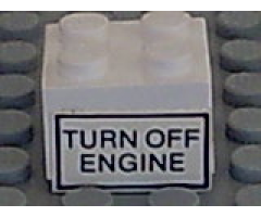 Brick 2 x 2 with 'TURN OFF ENGINE' Pattern on Both Sides (Stickers) - Set 6375-2