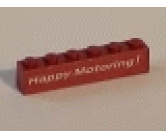 Brick 1 x 6 with White 'Happy Motoring' Text Pattern on Both Sides (Stickers) - Set 6375-2