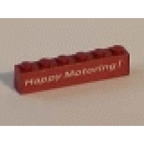 Brick 1 x 6 with White 'Happy Motoring' Text Pattern on Both Sides (Stickers) - Set 6375-2