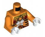 Torso Black Tiger Stripes, Dark Red and Gold Armor and Fire Chi Emblem Pattern / Orange Arms / White Hands