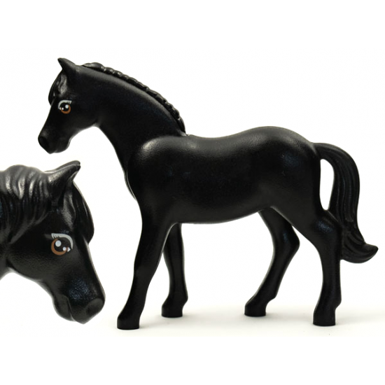 Horse, Belville with Large Round Eyes with Light Gray Top and Dark Orange Bottom Eyelids, Large Glints and Eyelashes Pattern