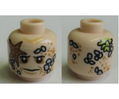 Minifigure, Head PotC Bootstrap Bill Barnacles and Starfish Pattern - Blocked Open Stud