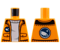 Torso Jacket with Pockets over White Sweater, Arctic Explorer Logo on Reverse Pattern