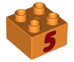 Duplo, Brick 2 x 2 with Number 5 Red Pattern