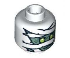 Minifigure, Head Alien with Mummy Green Face Pattern - Blocked Open Stud