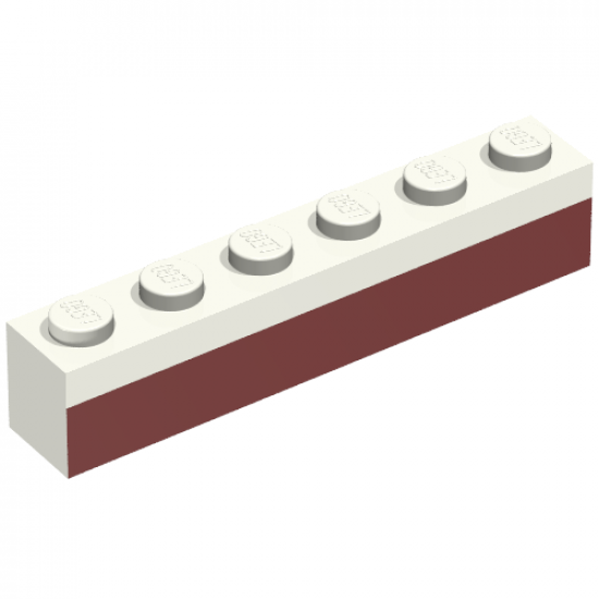 Brick 1 x 6 with Dark Red Bottom Stripe Pattern - Set 611-2