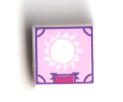 Tile 1 x 1 with Sun, Roman Numerals 'XIX' and Scrapbook Frame on Bright Pink Background Pattern