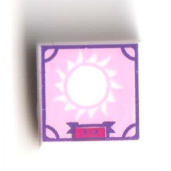 Tile 1 x 1 with Sun, Roman Numerals 'XIX' and Scrapbook Frame on Bright Pink Background Pattern