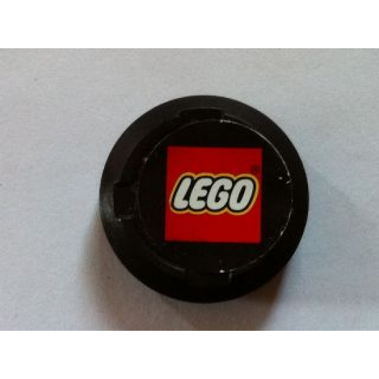 Sports Hockey Puck, Large with Lego Logo Pattern (Sticker) - Sets 3540 / 3541 / 3542 / 3543 / 3544 / 3545
