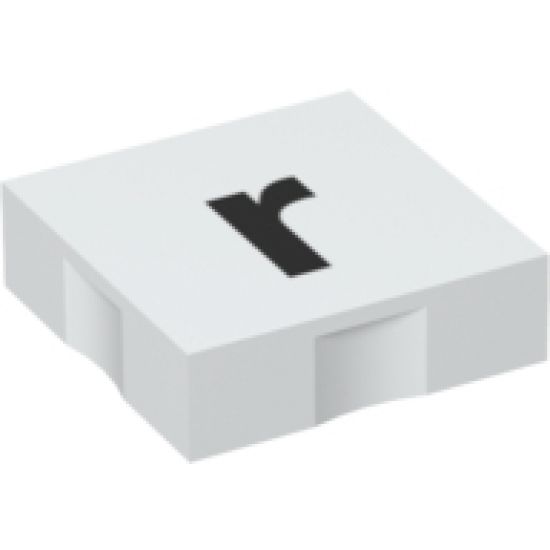 Duplo, Tile 2 x 2 with Black Lowercase Letter r Pattern