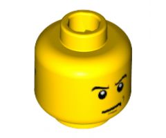 Minifigure, Head Dual Sided Sunglasses, Headset / Angry Eyebrows and Scowl, White Pupils Pattern - Blocked Open Stud