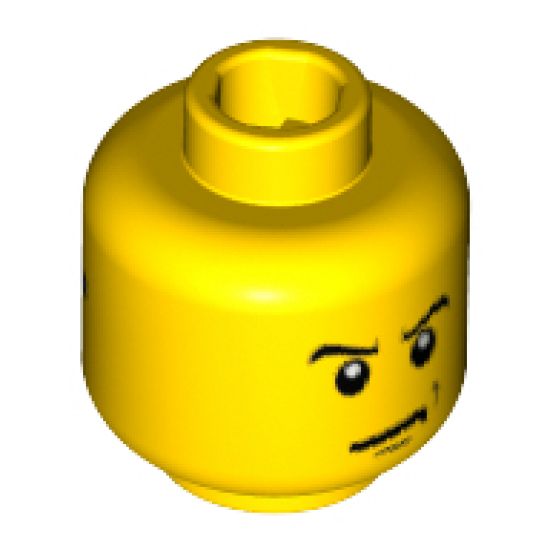 Minifigure, Head Dual Sided Sunglasses, Headset / Angry Eyebrows and Scowl, White Pupils Pattern - Blocked Open Stud