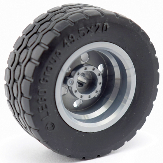Wheel & Tire Assembly 30.4mm D. x 20mm with No Pin Holes and Reinforced Rim with Black Tire 49.5 x 20 (56145 / 15413)