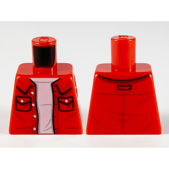 Torso Shirt with Collar and Pockets, White T-Shirt Pattern