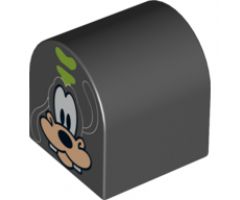 Duplo, Brick 2 x 2 x 2 Curved Top with Goofy Pattern
