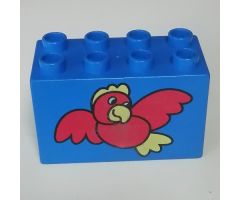 Duplo, Brick 2 x 4 x 2 with Big Red Bird Pattern