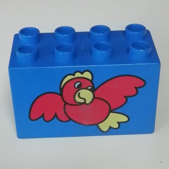 Duplo, Brick 2 x 4 x 2 with Big Red Bird Pattern