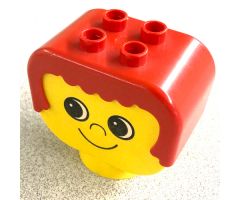 Duplo Figure Head Human 2 x 2 Base with Red Hair, No Freckles (Eyes Looking Right)