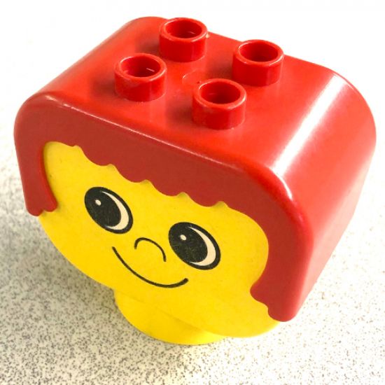 Duplo Figure Head Human 2 x 2 Base with Red Hair, No Freckles (Eyes Looking Right)