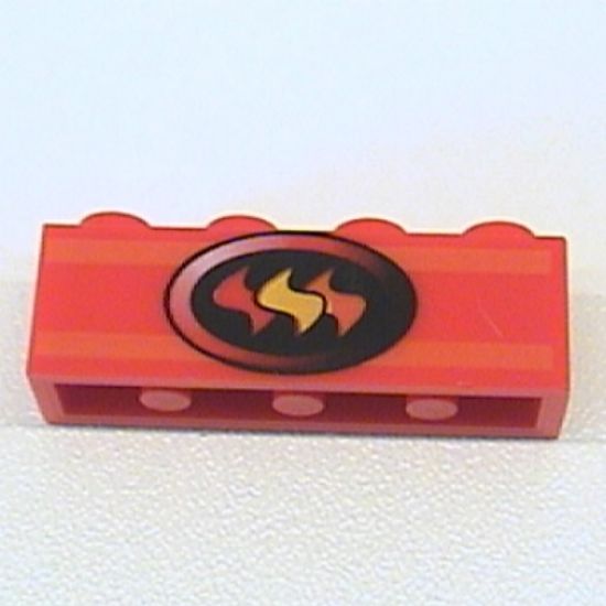 Brick 1 x 4 with Fire Logo Pattern