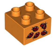 Duplo, Brick 2 x 2 with 5 Ladybugs Pattern