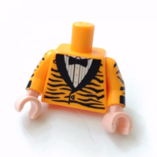 Torso Tuxedo Jacket with Tiger Stripes Pattern / Bright Light Orange Arms with Tiger Stripes Pattern / Light Nougat Hands