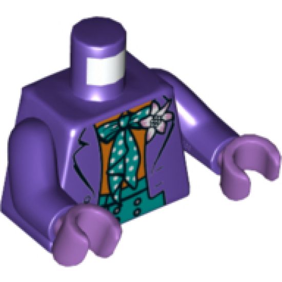 Torso Batman Suit with Flower, Orange Shirt, Dark Turquoise Vest and Tie with White Dots Pattern (Joker) / Dark Purple Arms / Medium Lavender Hands