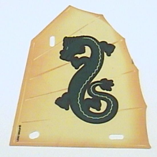 Cloth Sail Junk with Green Oriental Dragon Pattern (Set 7416)