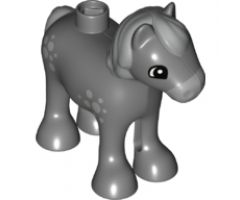 Duplo, Animal Horse Baby Foal Pony with Small Light Bluish Gray Spots, Mane and Tail Pattern