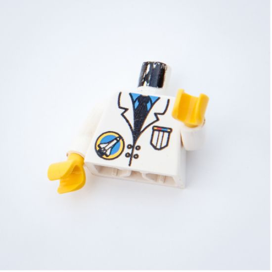 Torso Space Port Logo Lab Coat, Tie and Pocket Pattern / White Arms / Yellow Hands