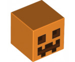 Minifigure, Head, Modified Cube with Dark Brown and Reddish Brown Squares and Rectangles Pattern (Minecraft Pumpkin Jack O' Lantern / Snow Golem Head)