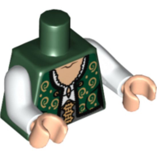 Torso PotC Female Vest with Gold Spirals over White Lace Blouse Pattern / White Arms / Light Nougat Hands