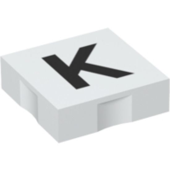 Duplo, Tile 2 x 2 with Black Capital Letter K Pattern