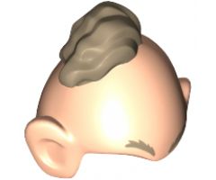 Minifigure, Hair Combo, Bald Conehead with Large Ears, Dark Tan Eyebrows and Hair Tuft Pattern