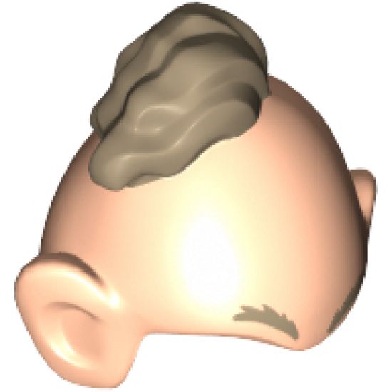 Minifigure, Hair Combo, Bald Conehead with Large Ears, Dark Tan Eyebrows and Hair Tuft Pattern