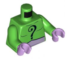 Torso Batman Black Question Mark on Chest and Back and Lavender Belt Pattern / Bright Green Arms / Lavender Hands