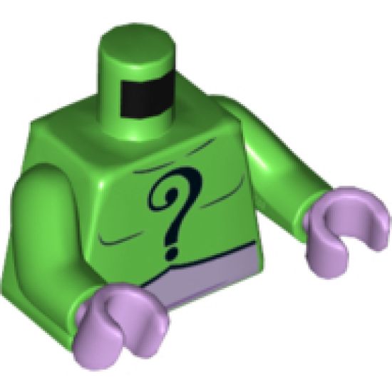 Torso Batman Black Question Mark on Chest and Back and Lavender Belt Pattern / Bright Green Arms / Lavender Hands